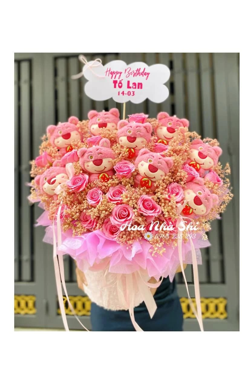 Hộp Hoa Sáp Thơm Mix Gấu Bông - 085